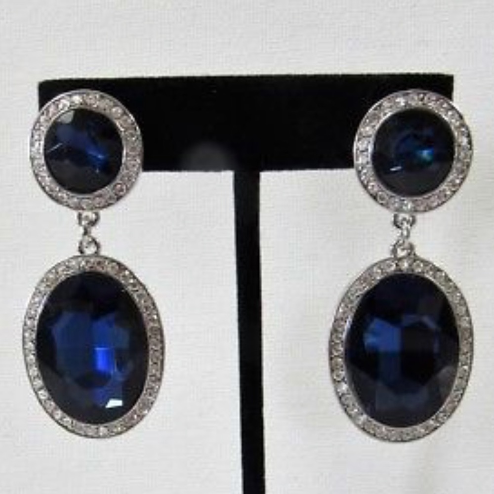 Silver Plated blue and rhinestone Crystal